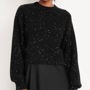 Black sequin crew sweater